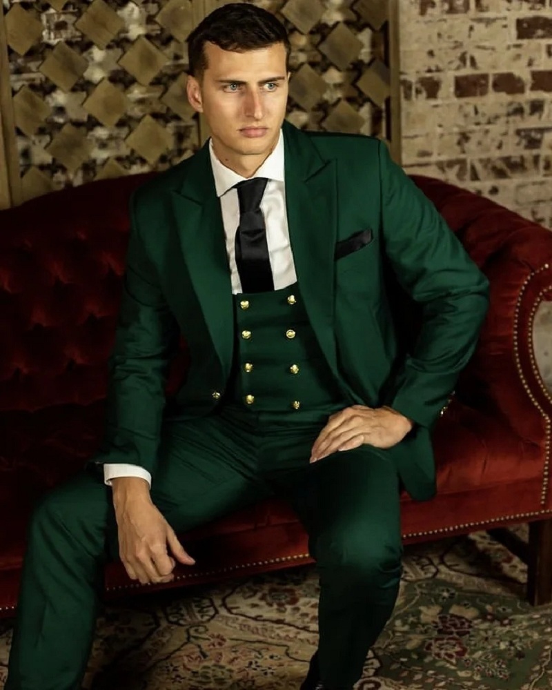 Men Formal Wear Shop - グリーンクラシックメンズスーツフォーマルウェディングパンツコート最新デザインビジネスプロム衣装スリムフィットブレザートラウザーズ服3点セット
