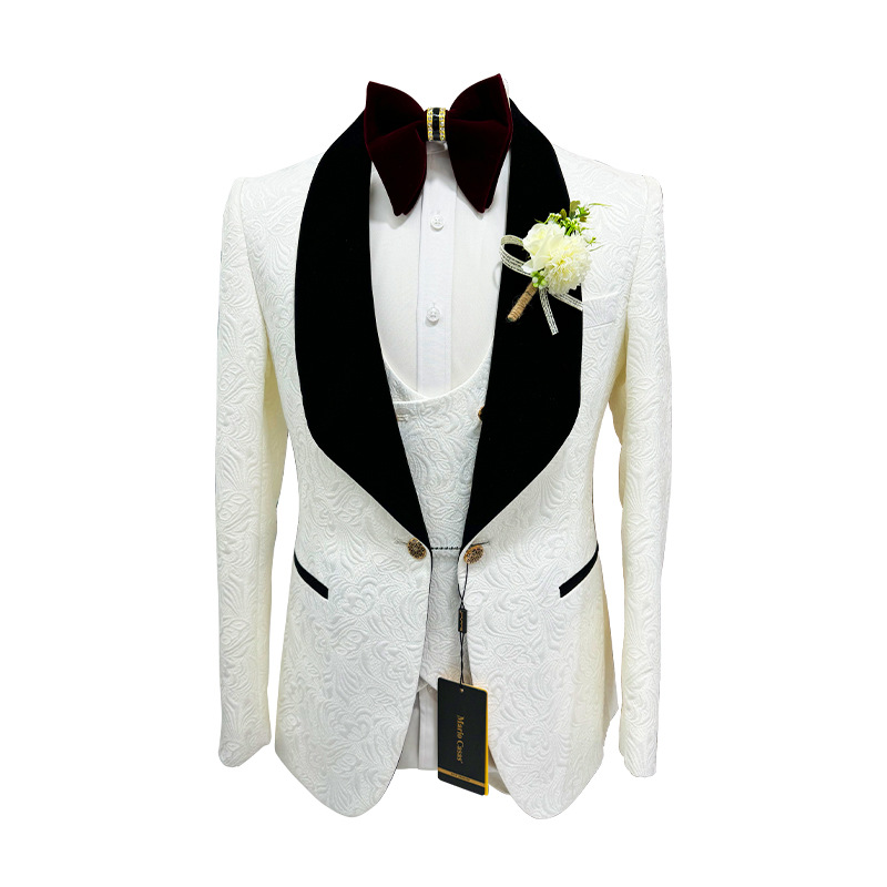 Men Formal Wear Wedding - Thorndike メンズ ウェディング スーツ ホワイト ジャカード