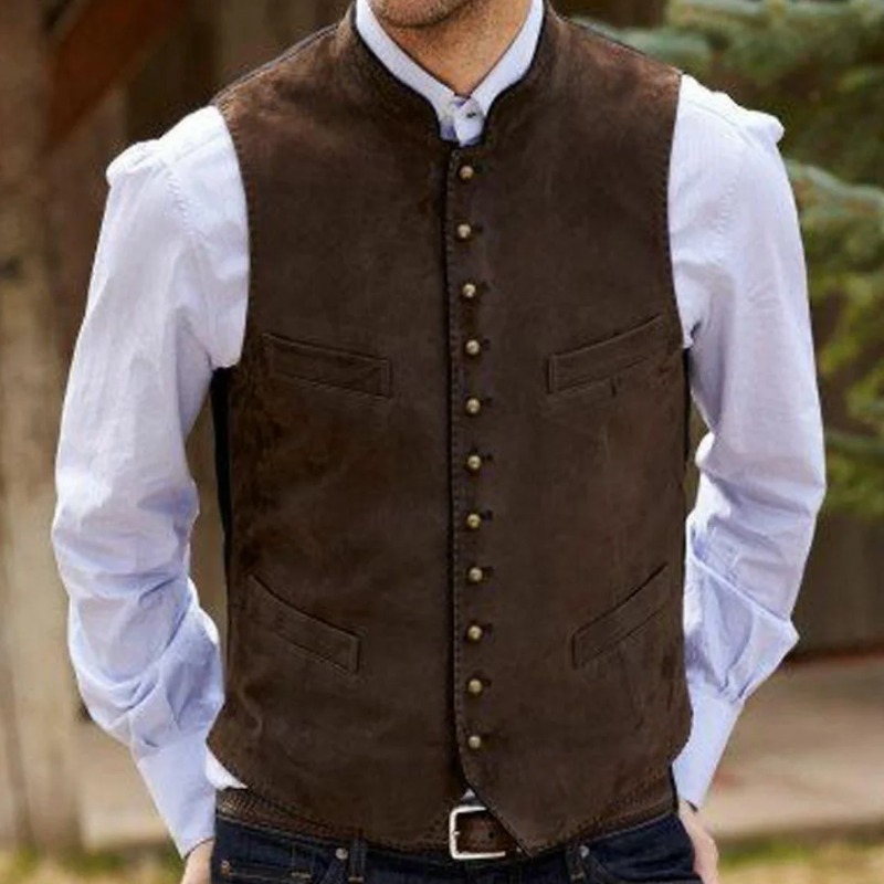 Formal Vest Waistcoat - 男性ベストコーヒースエードベルベットシングルボタンチョッキ結婚式誕生日パーティービジネス仕事カジュアル日常男性スーツベスト