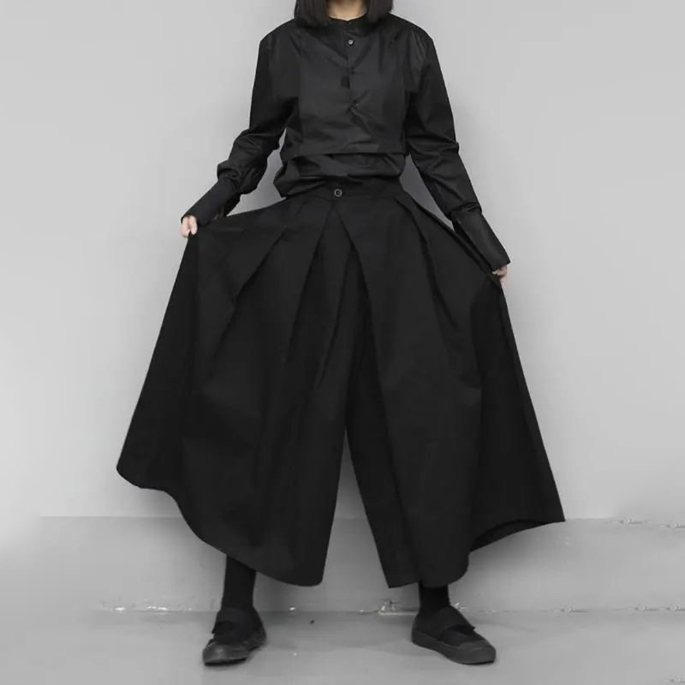 Men'S Gothic Formal Wear - 男性用日本のワイドレッグパンツ,ルーズフィット,ゴシック,カジュアル,ストリートウェア,ブラック,ニューファッション,2022