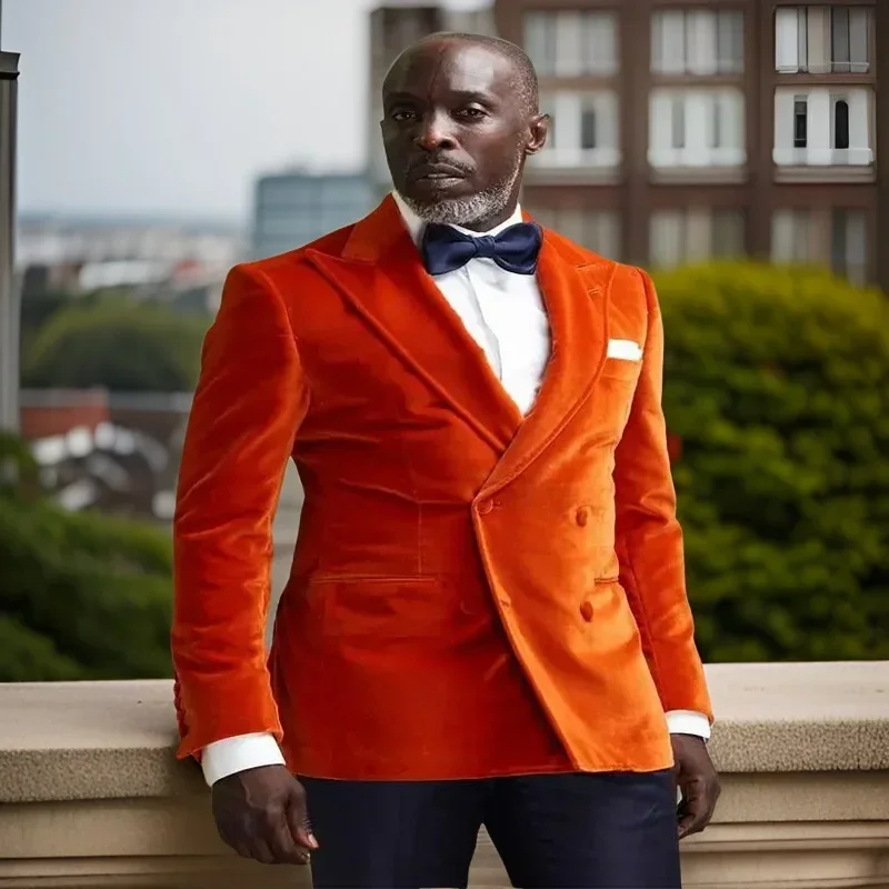 Men Formal Wear 2025 - メンズベルベットスーツ,フォーマルスーツ,ダブルブレスト,ラペル,ウェディングタキシード,テルノ,パンツ付きスモークジャケット,2ピース,2025