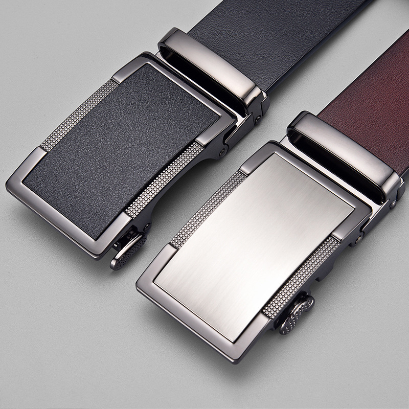 Men Formal Wear Brands - メンズビジネスベルト有名ブランド本革ベルト男性用メタルオートマチックバックルウエストストラップジーンズ＆フォーマルウェアに最適な耐久性のあるベルト