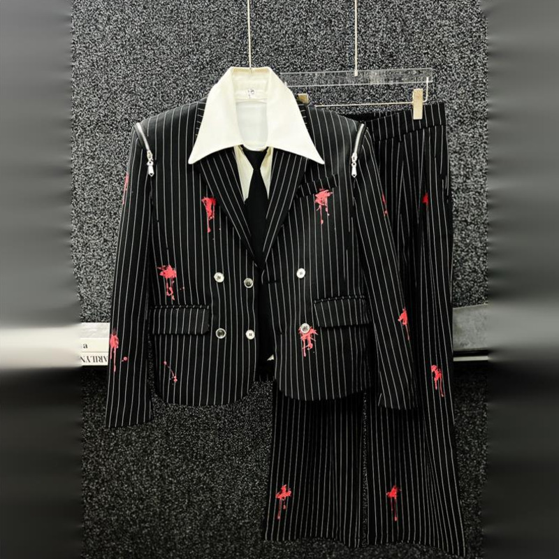 WVGA 春秋メンズフォーマルスーツセットスリムフィットショ - Men'S Gothic Formal Wear のレビューと価格