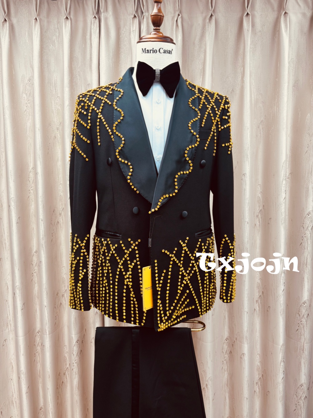 男性用高級ビーズ刺繍スーツセット 2ピース ジャケット パン - Men Formal Wear Clothes のレビューと価格