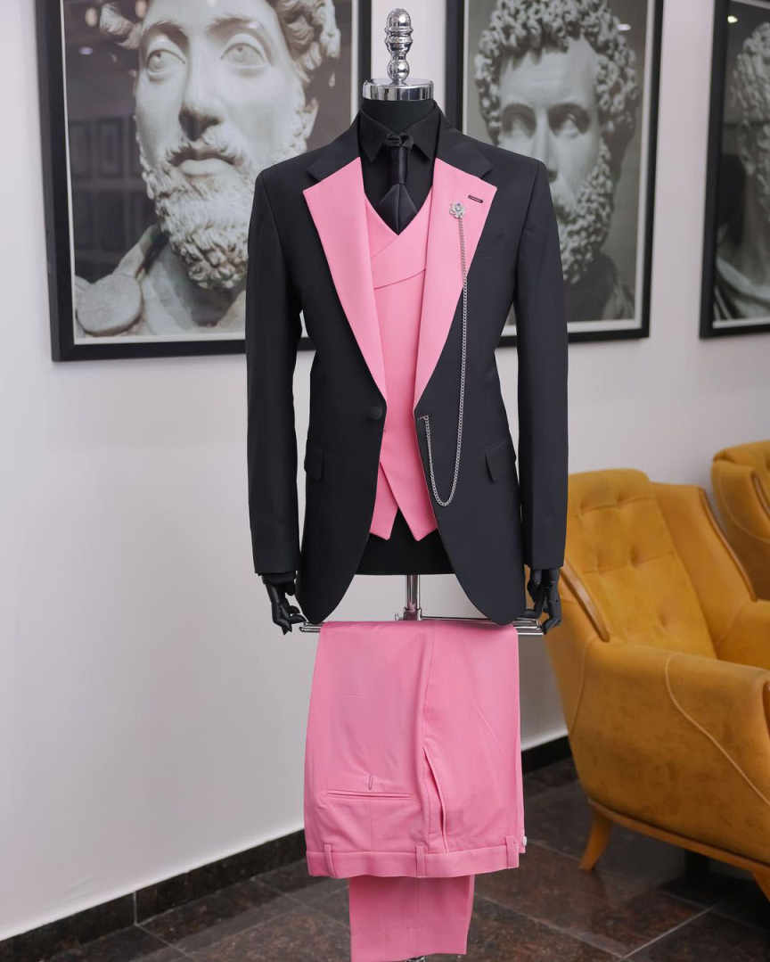高級ブラックピンク男性タキシードショールラペルスリーピースス - Men Formal Wear Shop のレビューと価格