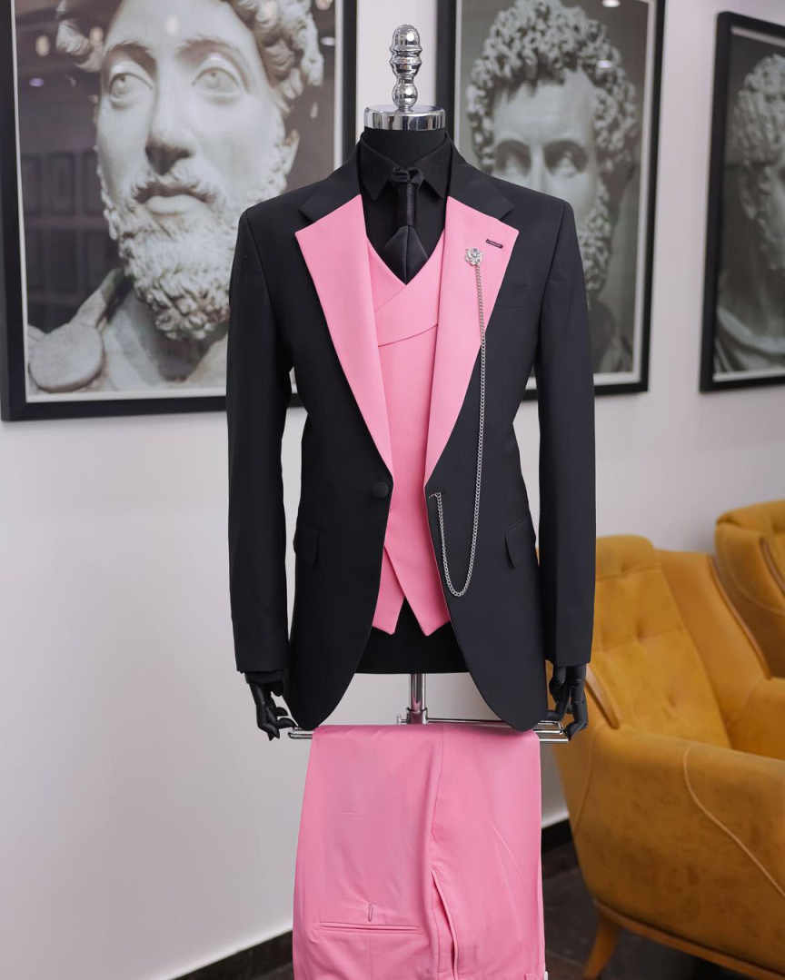 高級ブラックピンク男性タキシードショールラペルスリーピースス - Men Formal Wear Shop のレビューと価格