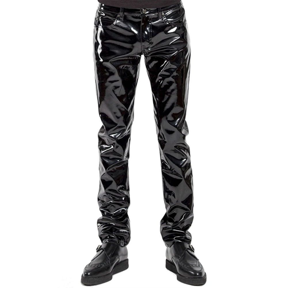 男性用の光沢のある合成皮革パンツ,ダンスウェア,クラブ,パン - Men'S Gothic Formal Wear のレビューと価格
