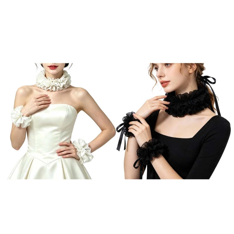 R7UF 大人用フォーマルウェアフリル襟と手首アクセサリーセ - Men Formal Wear Look のレビューと価格