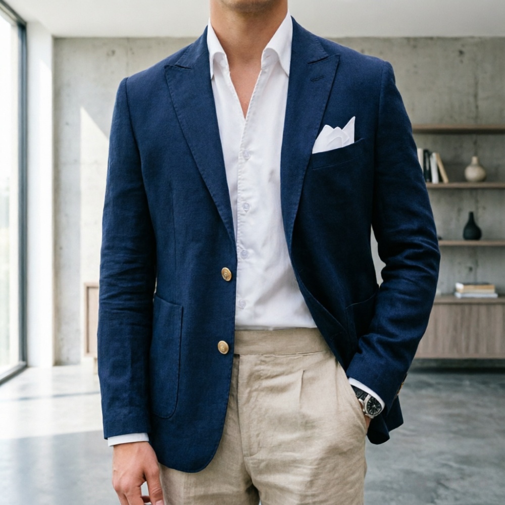 リネンセージグリーンメンズスーツ2ピーススリムフィットシング - Men'S Semi Formal Office Wear のレビューと価格