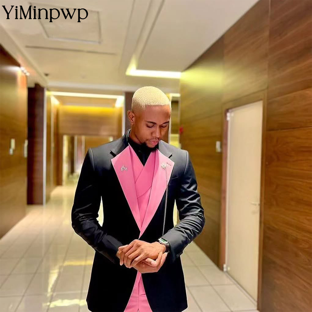 YiMinpwp ハンサムピンクメンズスーツ ソリッドカラー - Men Formal Wear Clothes のレビューと価格