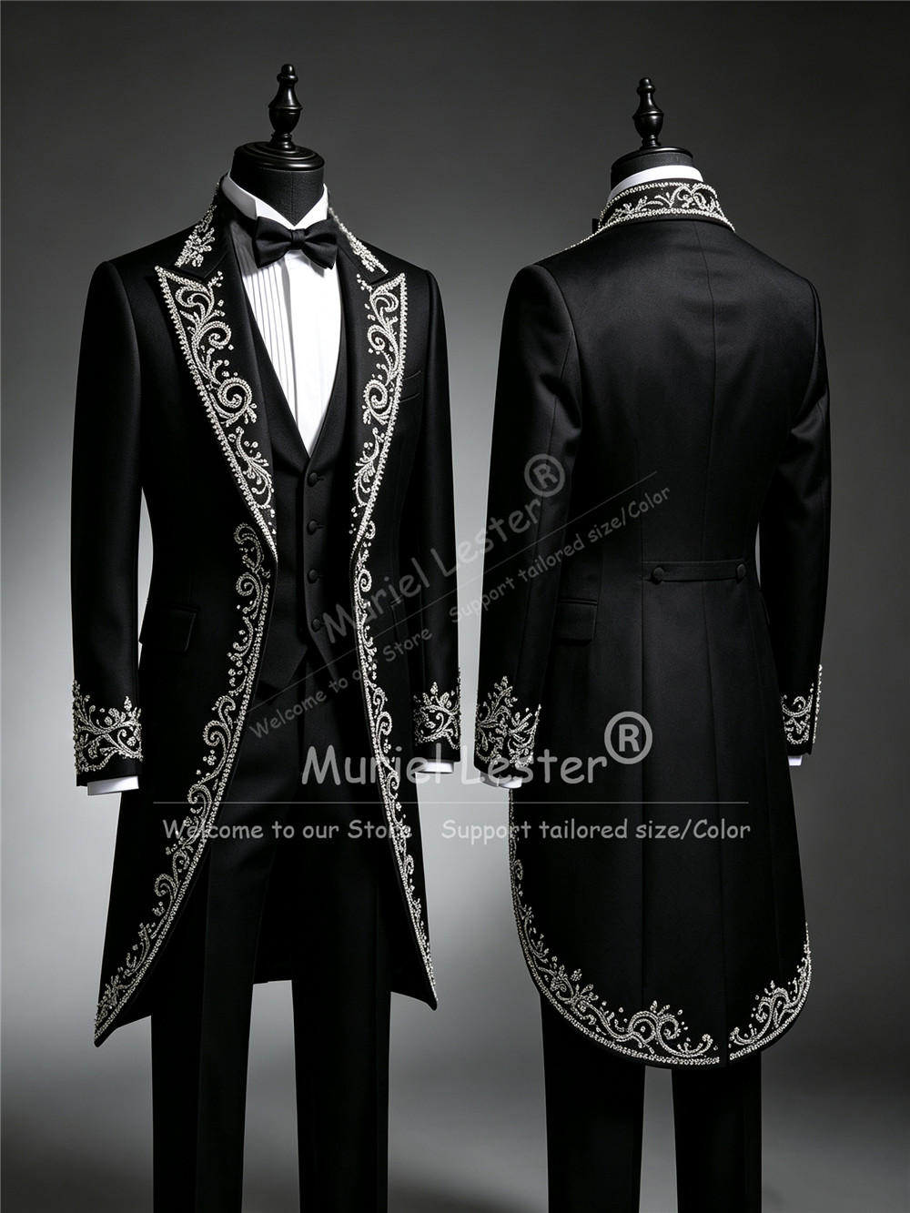 男性用ブリリアントクリスタルビーズタキシードスーツ、ウェディ - Men Formal Wear Clothes のレビューと価格