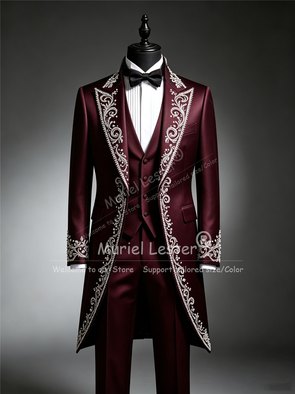男性用ブリリアントクリスタルビーズタキシードスーツ、ウェディ - Men Formal Wear Clothes のレビューと価格