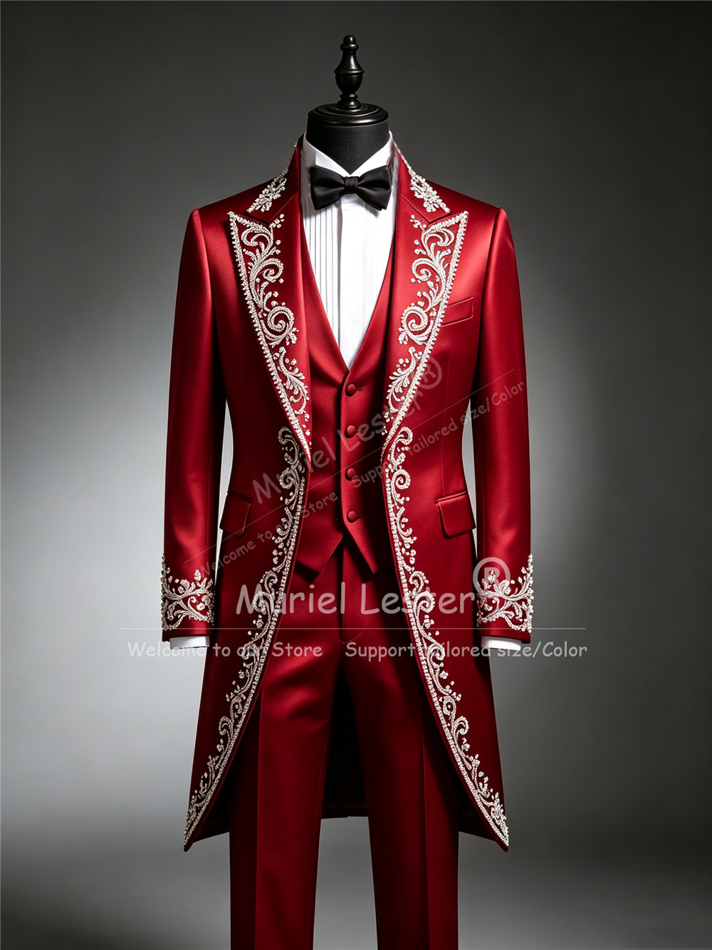 男性用ブリリアントクリスタルビーズタキシードスーツ、ウェディ - Men Formal Wear Clothes のレビューと価格