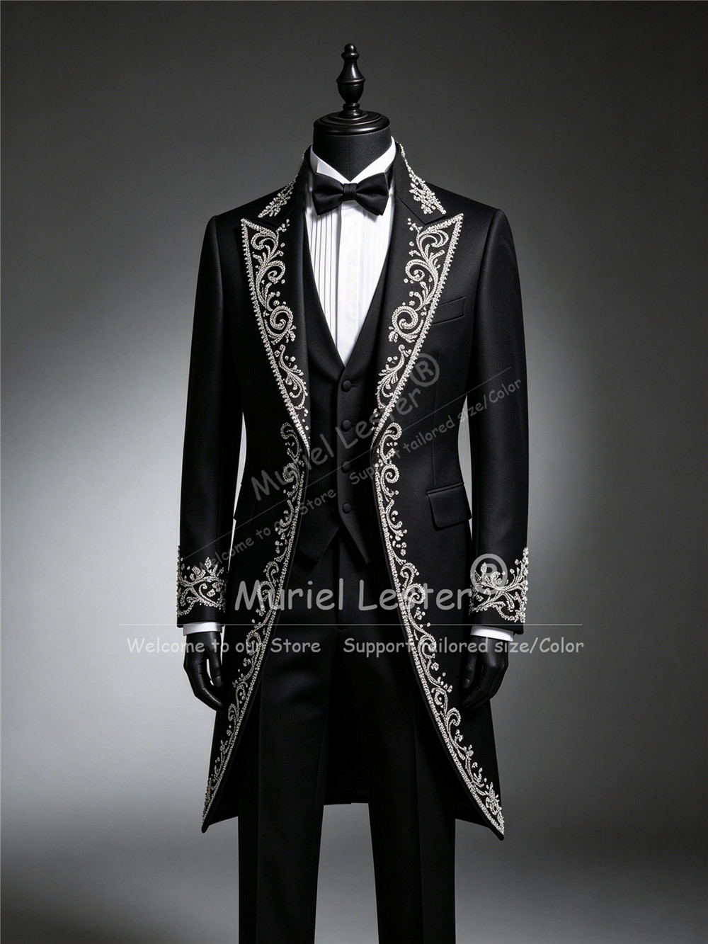 男性用ブリリアントクリスタルビーズタキシードスーツ、ウェディ - Men Formal Wear Clothes のレビューと価格