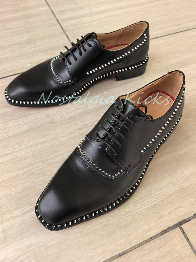 ヴィンテージスタイル黒本革オックスフォードシューズシルバース - Men'S Gothic Formal Wear のレビューと価格