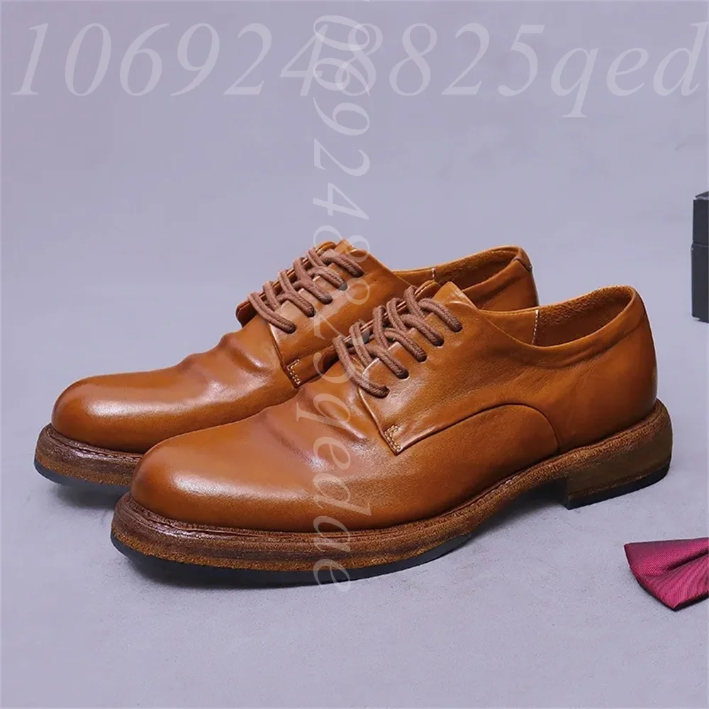 メンズ手作りヴィンテージレースアップオックスフォードシューズ - Formal Men Daily Wear Footwear のレビューと価格