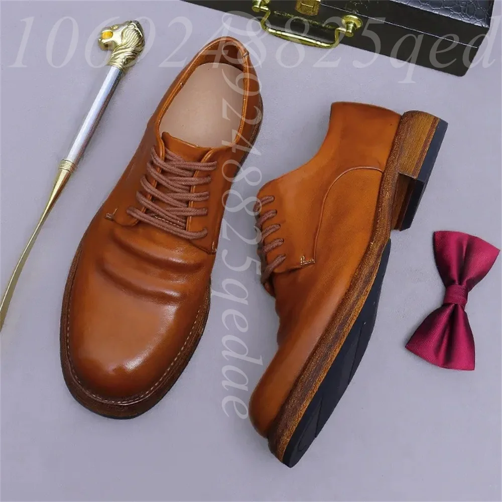 メンズ手作りヴィンテージレースアップオックスフォードシューズ - Formal Men Daily Wear Footwear のレビューと価格