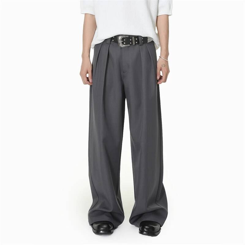 プレミアムメンズワイドレッグパンツアメリカンカジュアルプリー - Men'S Gothic Formal Wear のレビューと価格