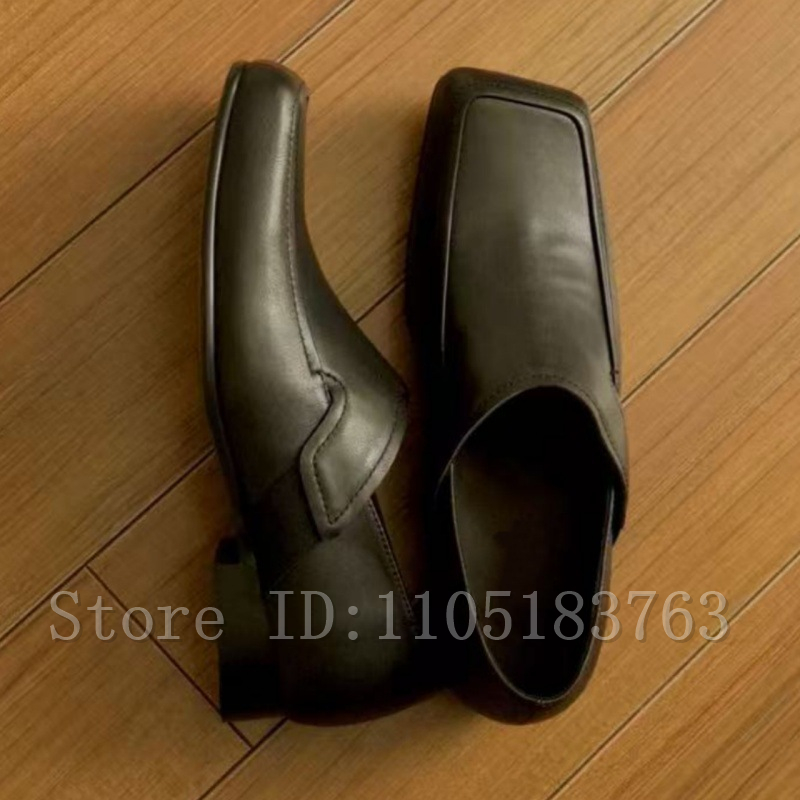 メンズ ブラック レザー スクエアトゥ ローファー クラシッ - Formal Men Daily Wear Footwear のレビューと価格