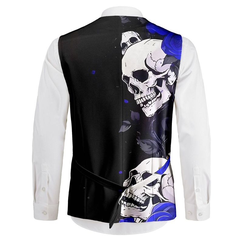 メンズスーツベスト トレンディクール スカルローズプリント  - Men'S Gothic Formal Wear のレビューと価格
