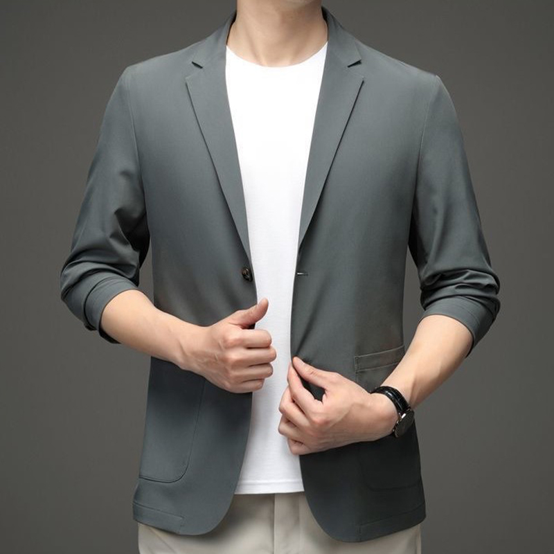 秋のメンズシンプルブラックスーツジャケット、多用途ビジネスカ - Men'S Gothic Formal Wear のレビューと価格