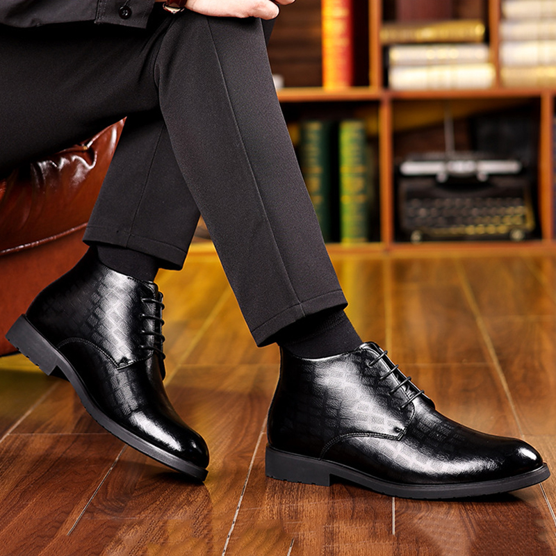 男性用ハイトップレザーブーツ,フォーマルビジネス,暖かいベル - Men Formal Wear 2025 のレビューと価格