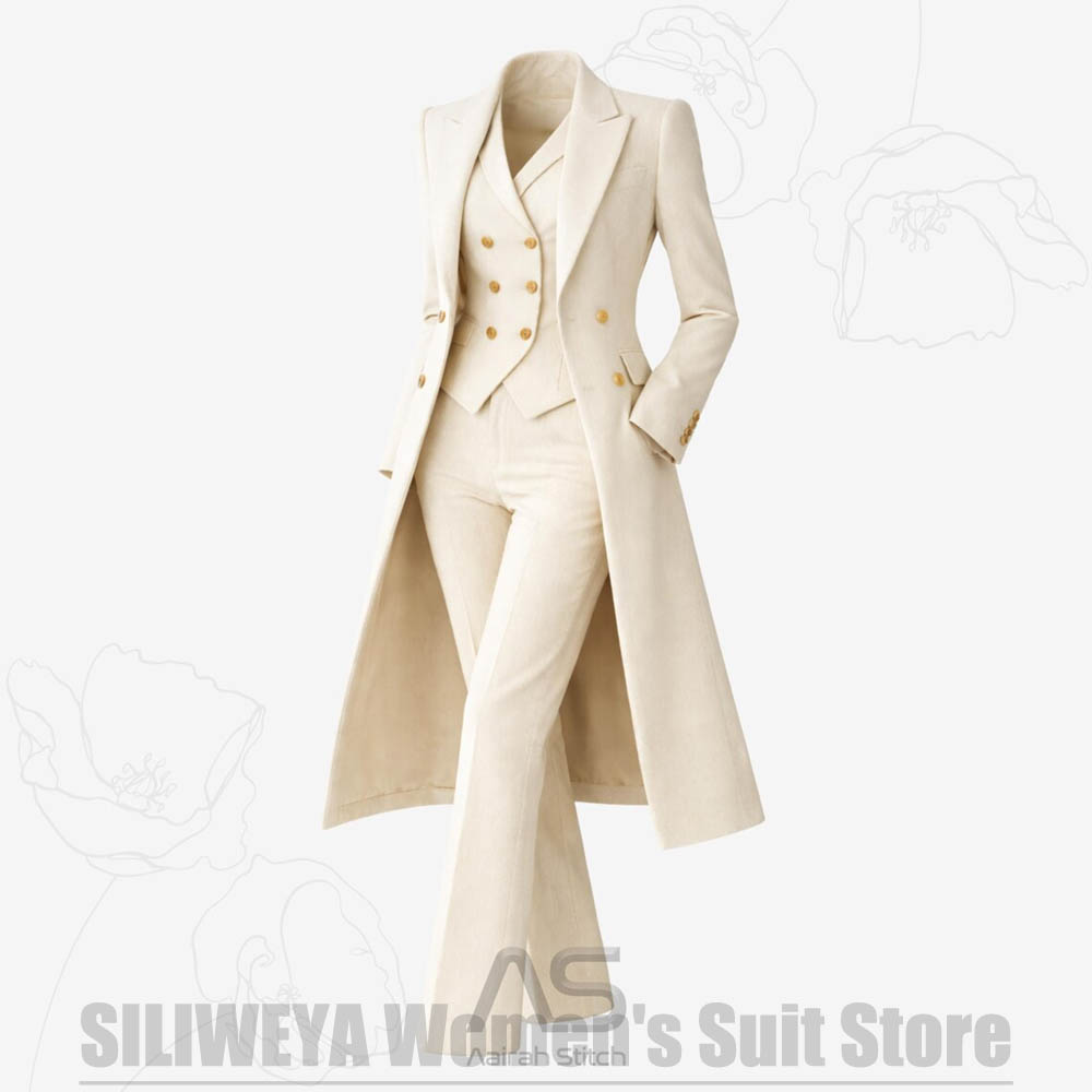 レディーススーツ 3ピース ダブルブレスト ロングコート ベ - Formal Vest Waistcoat のレビューと価格