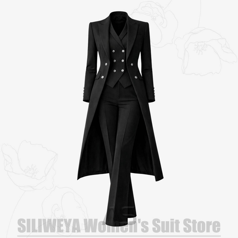 レディーススーツ 3ピース ダブルブレスト ロングコート ベ - Formal Vest Waistcoat のレビューと価格