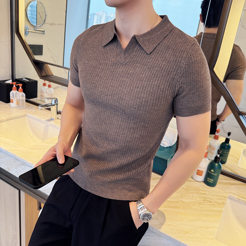 メンズ スリムフィット ポロカラー ジャカード ニット セー - Men Formal Wear 2025 のレビューと価格