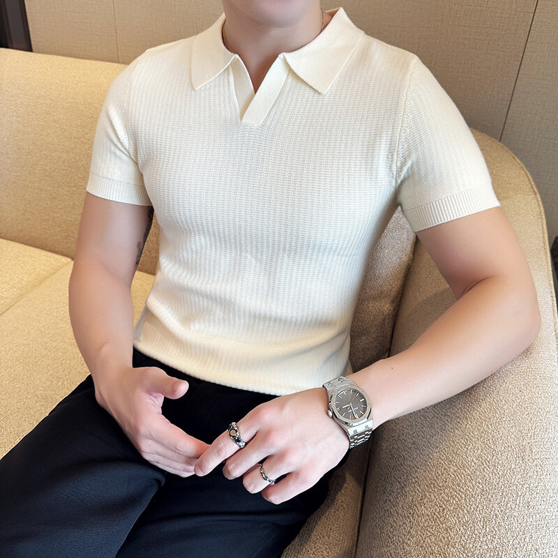 メンズ スリムフィット ポロカラー ジャカード ニット セー - Men Formal Wear 2025 のレビューと価格