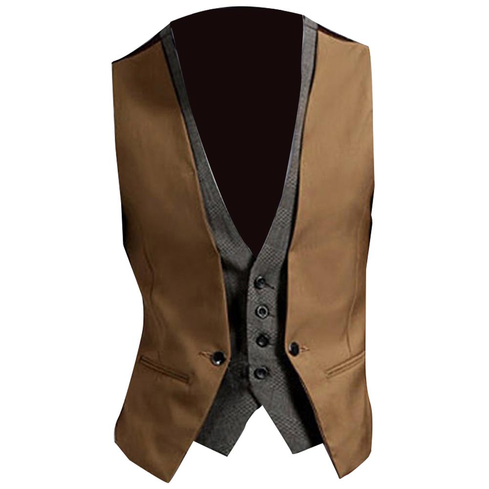 メンズカジュアルなフォーマルベスト,無地のボタン,偽のツーピ - Formal Vest Waistcoat のレビューと価格