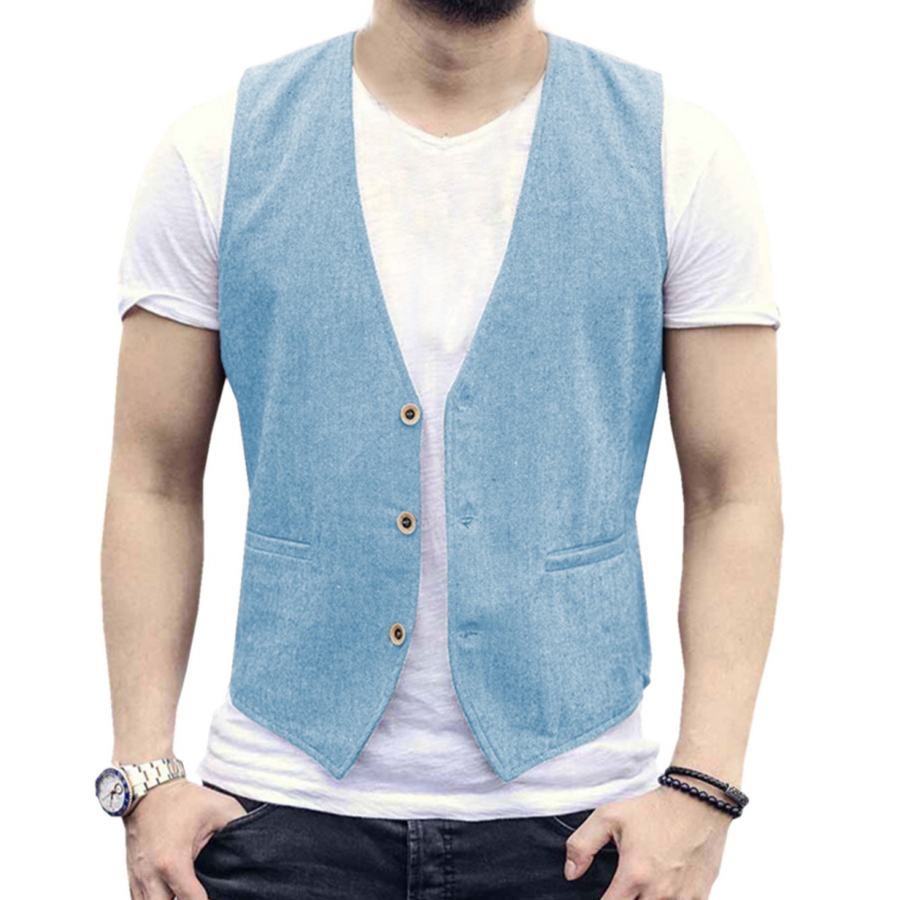 Vネックメンズリネンベストシングルブレストヴィンテージリアル - Formal Vest Waistcoat のレビューと価格