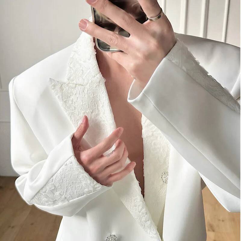 ブレザー 高級メンズ レースラペル クリスタルボタン ダブル - Men'S Gothic Formal Wear のレビューと価格