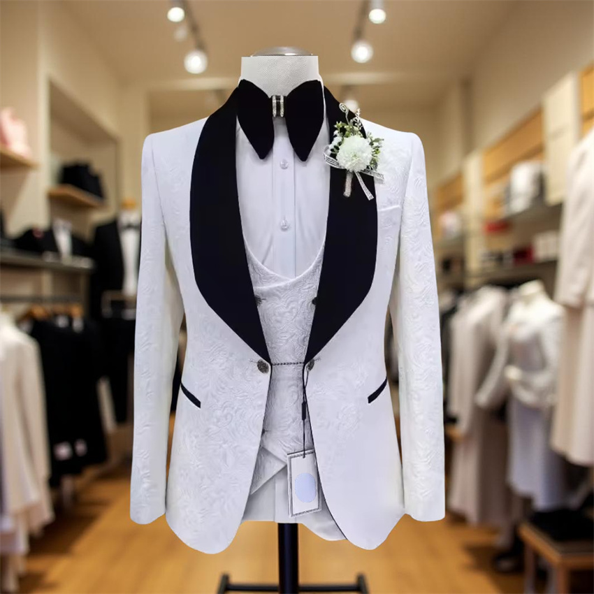 メンズ用花柄ウェディングスーツ3点セット スリムフィット グ - Men Formal Wear 2025 のレビューと価格