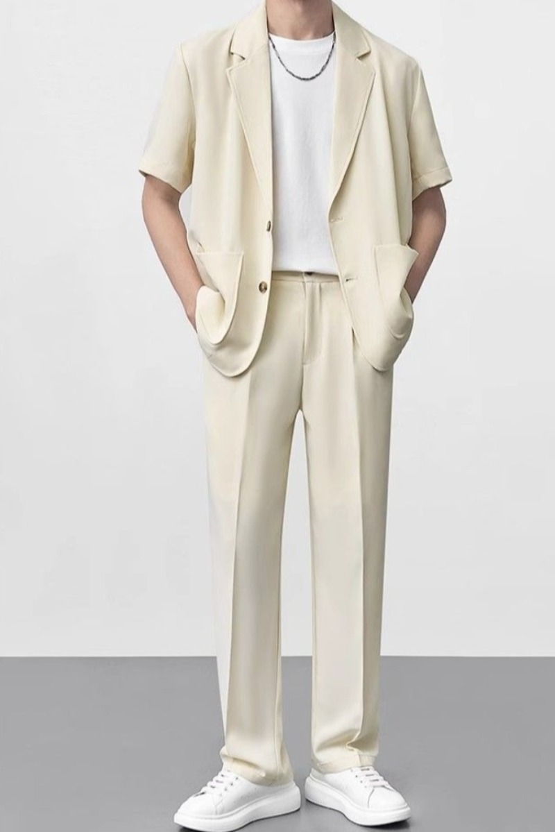 ​ 薄い夏用スーツジャケット男性用トレンディなオフィスウェア - Men Formal Wear Shop のレビューと価格